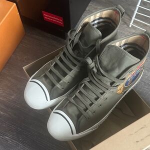 Burberry Olive High-Top Sneakers